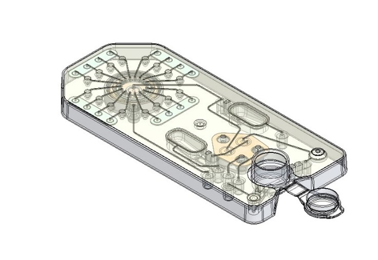 Isometric view of CAD for the cartridge.