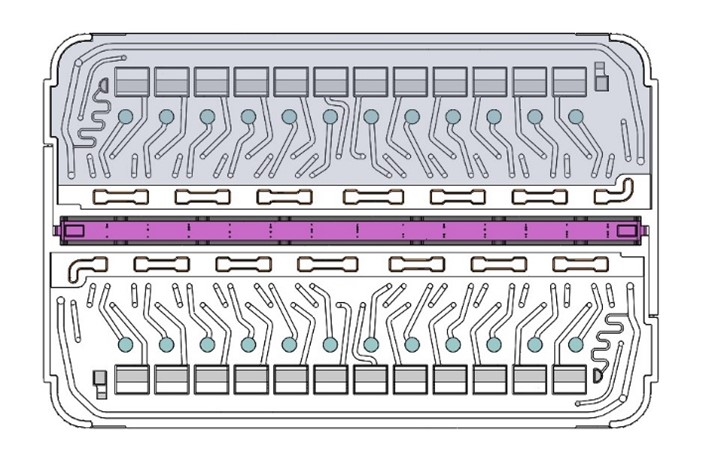 Transparent view of the bottom of the cassette.