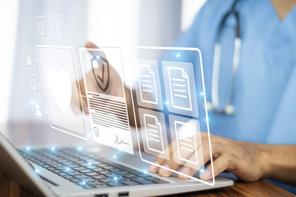 Doctor securely checks patient data